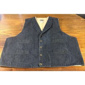 Frontier Classics Vest Mens 3XL Denim Striped Pockets Collared Western Rodeo
